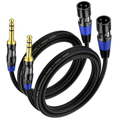 EBXYA 3ft 2Pack 1/4 TRS 6.35mm to 3Pin XLR Balanced Male Audio Cable - size: 3 feet-2 Pack, style: TRS to XLR Male