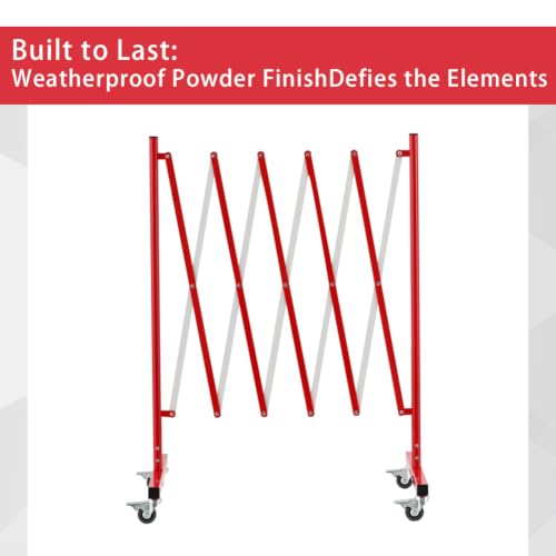 TRUNK 8ft Expandable Metal Barricade, Mobile Safety Gate, Red and White | High-visibility red/white finish for heavy-duty outdoor & warehouse safety - size: 8 FT Red and White-41 in(L-H)
