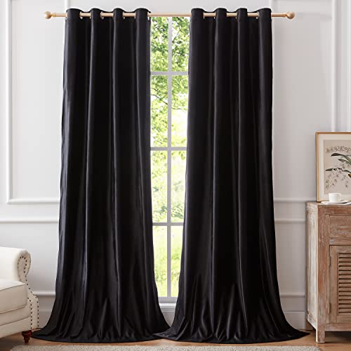 BULBUL Velvet Black Blackout Curtains 90 inch Long for Living Room - color: Black, size: 52"W x 90"L (Pack of 2)