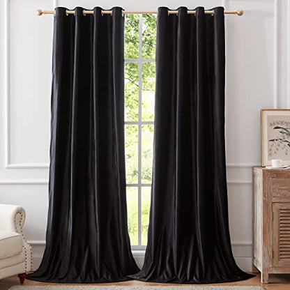BULBUL Velvet Black Blackout Curtains 90 inch Long for Living Room - color: Black, size: 52"W x 90"L (Pack of 2)