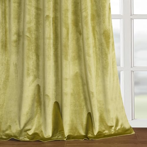 Roslynwood Velvet Curtain Cyan Yellow 63 inch Long - Curtains Block Light Super Soft Luxury Thermal Insulated Rod Pocket Window Drapes Panels for Living Room/Bedroom, 52 by 63 Inch, 2 Panels - color: Cyan Yellow, size: 52"W x 63"L (Pack of 2)