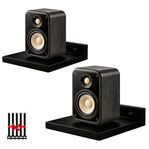 DAWASAPAT Speaker Wall Mounts for Samsung, Roku, Sony, JBL, Vizio, LG and More Rear Speakers Save Space, 5.9" x 5.9" Wooden Speaker Mounts Easy to Install for Home Theater Surround Sound - color: Black