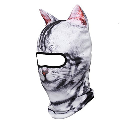 WTACTFUL 3D Animal Ears Balaclava, Breathable Face Mask for Halloween | Stand-Up Ears, Windproof Dustproof, Quick-Dry, No Fade Print, Soft, for Music Festivals Raves Ski Snowboard Moto Party - color: American Shorthair Meb-05