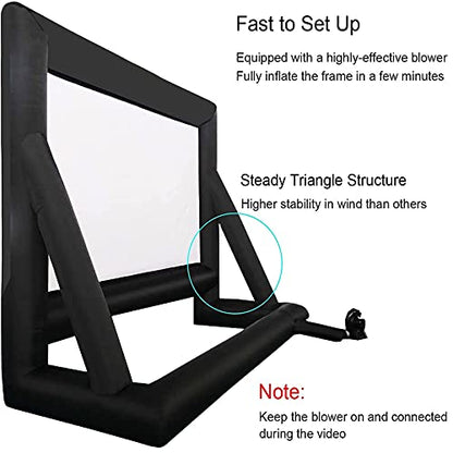 24 Feet Inflatable Projector Movie Screen Outdoor Indoor, Portable Blow Up Cinema Projection Screen, with Air Blower, Tie-Downs and Storage Bag, for Backyard Pool Party Movie Nights