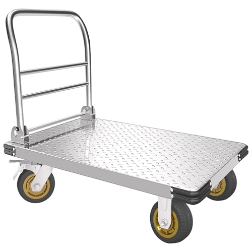 2000 lbs Heavy Duty Platform Truck, Steel Flatbed Cart with Brake Wheels - color: 2000lbs