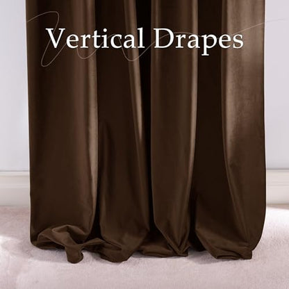 NICETOWN Blackout Brown Velvet 102 inch Long Curtains for Living Room - color: Brown, size: 52"W x 102"L (Pack of 2)