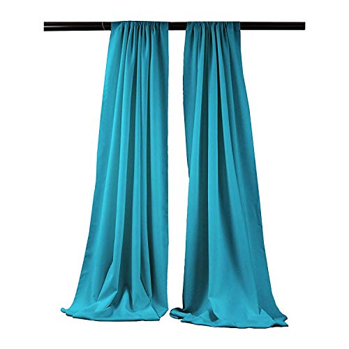 New Creations Fabric & Foam Inc, 5 Feet Wide by 9 Feet High Polyester Backdrop Drape Curtain Panel (2 Panels 5 Ft Wide x 9 Ft High) (Dark Turquoise) - color: Dark Turquoise
