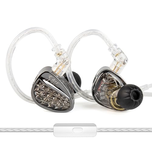 KZ ZA12 in Ear Monitor Headphones,2DD+4BA Hybrid Wired Earbud,Gaming Earbud - color: Matte Black, size: With Microphone