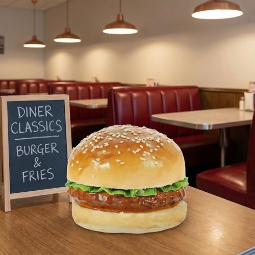 BESPORTBLE Fake Burger Model Realistic Burger Prop for Food Photography Desktop Ornament Pu Play Food for Kitchen Shop Window Dessert Cabinet Holiday Display 3.74 X 3.74 X 2.95 in