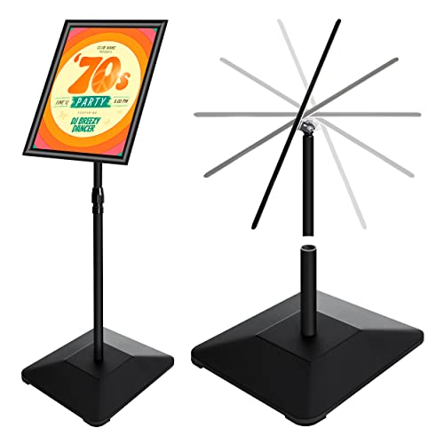 11"x17" Pedestal Poster Sign Holder Stand with Heavy Duty Solid Steel Base, Adjustable Floor Standing Sign Holder for Vertical and Horizontal View Sign Super Stable Displayed Stands, Black - color: Black, size: 11"x17"-1Pcs