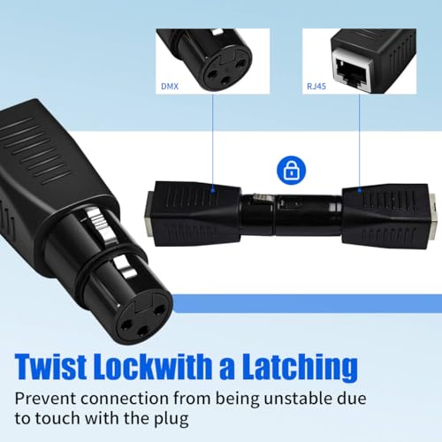 for 3 Pin XLR to RJ45 Adapter [New Version 2026] DMX 512 Converter DMX to RJ45 Adapter for DMX512 Connector DMX512 Cable Converter Ethernet to 3 Pin XLR DMX Female & Male Adapters Sets (1)