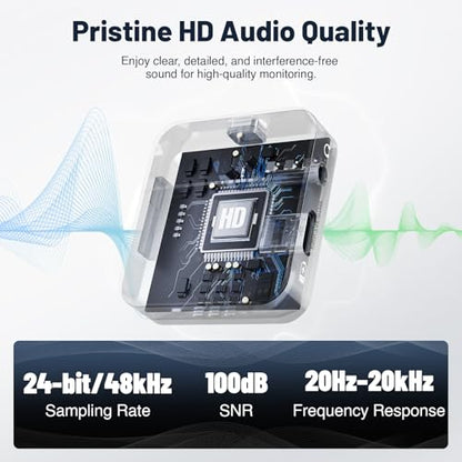 MELONARE 2-Receiver Portable Wireless in-Ear Monitor System PM-2S-2R | Wireless transmitter and 2 receivers, 24bit/48kHz audio, mono/stereo switch, OTG input, live, studios and bands - size: 2 receiver +1 transmitter