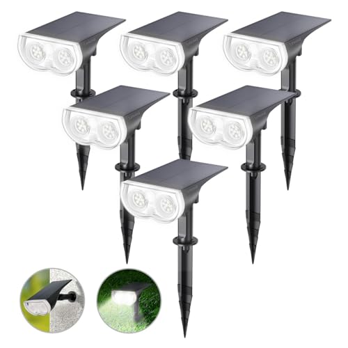 Linkind Solar Lights Outdoor Waterproof Landscape Spotlight Daylight 6 Pack - color: Cool White, size: 6 Pack