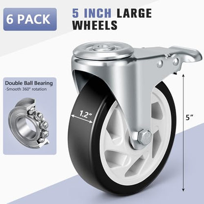 KEDSUM Moving Dolly with 5" All Terrain Wheels, 2000LBS Heavy Duty Dolly Cart with 100% Thicken Steel Frame, Expandable Furniture Dolly Up to 43.7" Wide, Used for Heavy Appliance, Building Materials - size: 5" wheel