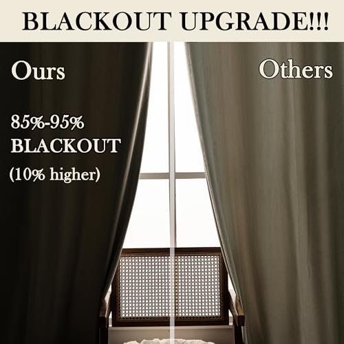 YOFUN Cream Grey Velvet Blackout Curtains 2 Panels Set, 90 inches Long Grommet Top Thermal Insulated Velvet Drapes for Nursery/Bedroom/Studio/Farmhouse, W52 x L90 in - color: Cream Grey, size: 52"W x 90"L (Pack of 2)