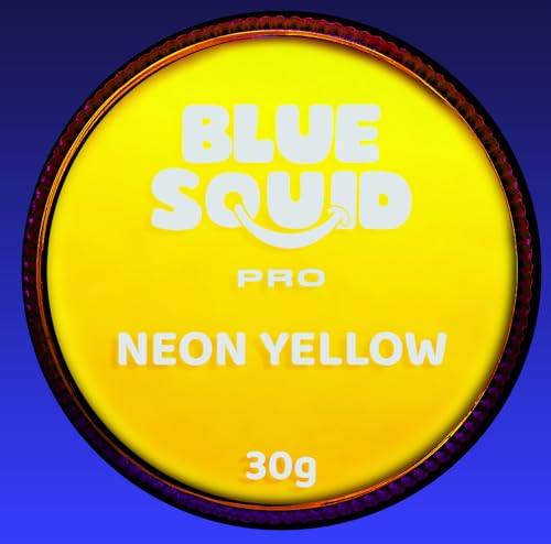 Blue Squid Face Paint Water Based Single Cake Professional Face Paint & Body Paint - Water Activated, Kids Adults Face Painting for Costume, Halloween Makeup, Cosplay - Neon Yellow Face Paint 30g - color: Neon Yellow
