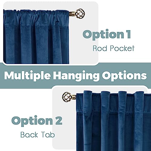 BGment Blackout Velvet Curtains 72 Inches Long for Bedroom, Dark Blue | Noise Reducing, Thermal Insulated, Room Darkening, Super Soft Window Curtains, Back Tab Rod Pocket, 2 Panels, 52 x 72 Inch - color: Blue, size: 52"W x 72"L (Pack of 2)