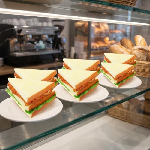 NOLITOY 6 Pcs Artificial Sandwiches Pu Food Model 5.51 X 4.52 X 6.49 in Fake Sandwich Props for Kitchen Display Photo Prop Party Decoration Classroom Teaching