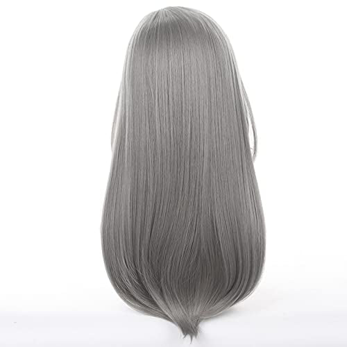 Anime Grey Long Wigs Women Straight Hair with Bangs COS Adult Game F!Trailblazer Cosplay Wigs Halloween,Christmas,Comic con,Game Show,Party - color: Gray W