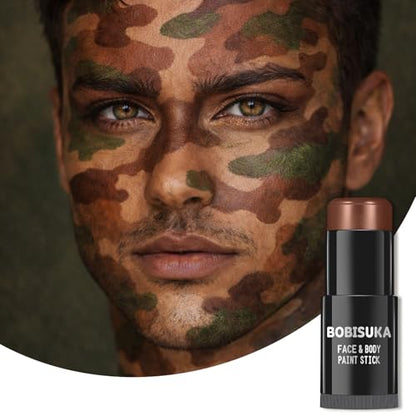 BOBISUKA Brown Face and Body Paint Stick, Chocolate Brown Eye Black Stick for Sports, Waterproof Oil-based Painting Kit for Halloween SFX Camo Cosplay Special Effects Costume Parties Makeup - color: Brown