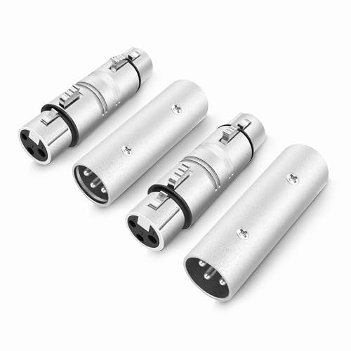 XLR Adapter 4 Pack (2-Pair), 2 Male to Male Connector & 2 Female to Female Coupler,3 PIN XLR Adapter Connector Compatible with Microphone,Mixer,Silver - size: 2PX2(Male to Male, Female to Female), style: XLR Adapter