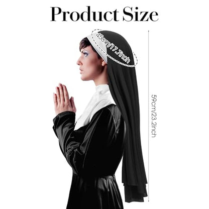 CIATBYYJ Nun Headpiece Costume, Elegant Nun Habit Cap Costume Accessory for Women, Nuns Veil Costumes for Halloween Cosplay Party, Nuns Headpiece Accessories (Black and White)