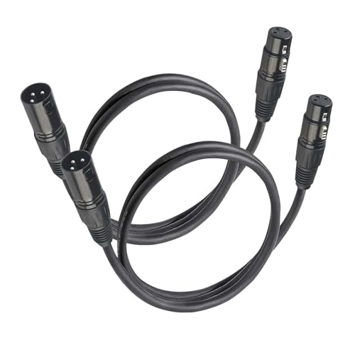 XLR Cables, DMX Cable Male to Female (2Pack), XLR Microphone Cable 4ft/1.2m, Light DMX Terminator 3 Pin Connector - color: 1M-2pack