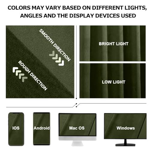Benedeco Green Velvet Blackout Curtains 52x84 Inch, 2 Panels | Room Darkening & Semi-Blackout, Ultra Soft Velvet, Thermal Insulation, Machine Washable, Elegant Accent Perfect for Bedrooms - color: Moss Green-a, size: 52"W x 84"L (Pack of 2)