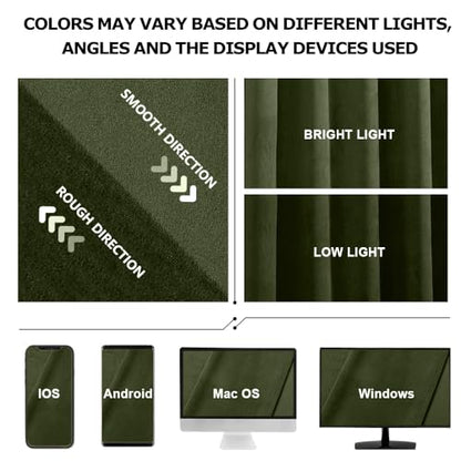 Benedeco Green Velvet Blackout Curtains 52x84 Inch, 2 Panels | Room Darkening & Semi-Blackout, Ultra Soft Velvet, Thermal Insulation, Machine Washable, Elegant Accent Perfect for Bedrooms - color: Moss Green-a, size: 52"W x 84"L (Pack of 2)