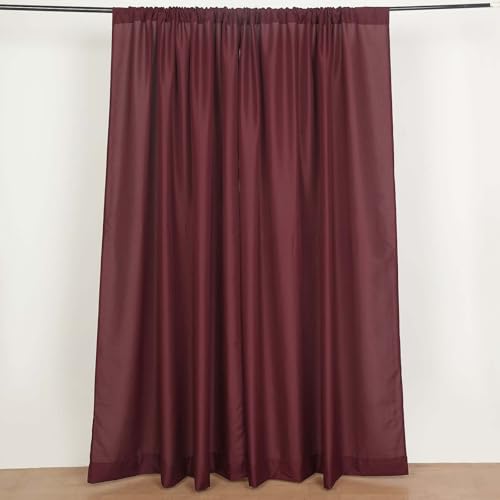 Efavormart Burgundy Rod Pocket Backdrop Curtains 2 Pack, 5ftx8ft Polyester Drapery for Christmas Holiday Party, Winter Wedding, Formal Dining Room Decor - color: Burgundy