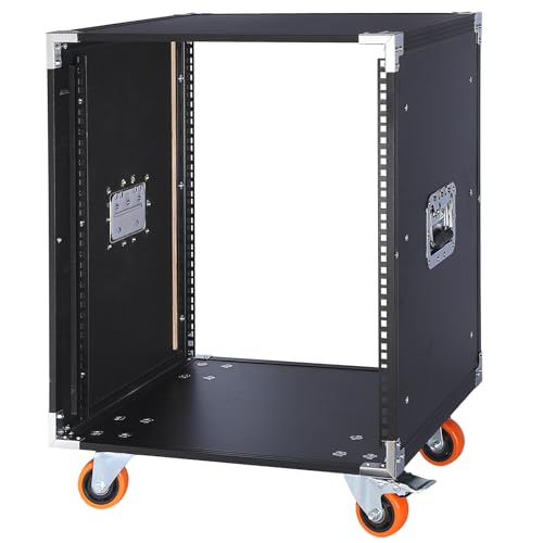 Movable AV Gear Rack 12U 19in Mobile Floor Standing Network Device Storage Cabinet Stand - Audio Stereo Studio DJ Equipment Rack Server IT Data Devices Storage Cabinet with Castors - size: 12U