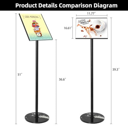 Heavy Duty Sign Stand, Floor Poster Board Stand, Adjustable Metal Sign Holder Height Up to 60 Inches and 180° Rotation Display Standing Pedestal for Board & Foam (Black-A3-1PC) - color: Black-A3-1PC