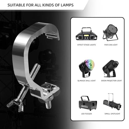 10 Pack Stage Light Truss Clamps 1.18-2 Inch | Lighting Clamps Hook, Fit 30-50 mm OD Tube/Pipe, Aluminum Alloy Truss C Clamp for DJ Light ,Spot Lights, Load Capacity 55 LB