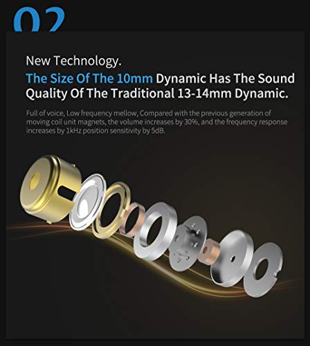 KZ ZSN Pro in-Ear Earphones with Mic, 3.5mm Wired Earbuds Blue | HiFi Musician Monitor, Detachable 2-Pin Cable, Noise-Isolating, 10mm DD+BA, HD Call Mic, Smartphone Compatible - color: Blue with Microphone