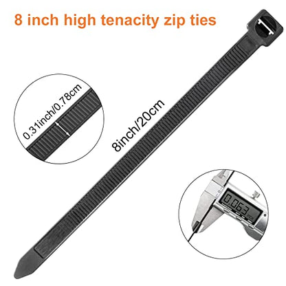 OneLeaf Cable Ties 8 Inch Heavy Duty Zip Ties with 120 Pounds Tensile Strength for Multi-Purpose Use, Self-Locking UV Resistant Nylon Tie Wraps, Indoor and Outdoor Tie Wire.120 Pcs Black - size: 120 Pack - 8 inch 120 Pounds