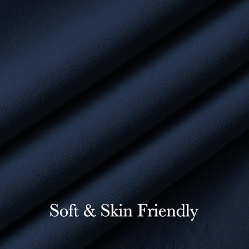 NICETOWN Pinch Pleated Navy Blue 84 Inch Velvet Blackout Curtains, Thick Thermal Insulated All Season Room Darkening Drapes with Hooks, Elegant Window Panels for Office Bedroom Living Room, 2 Panels - color: Navy Blue, size: 40"W x 84"L (Pack of 2)