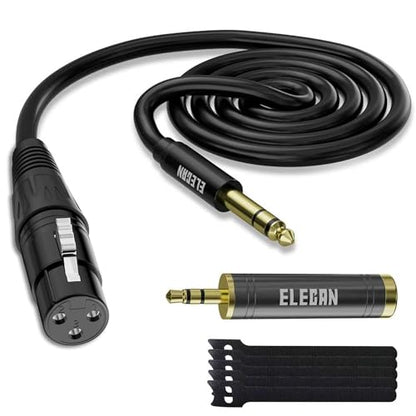 6.35mm (1/4 Inch) TRS Male to XLR Female Cable 4 Ft, Balanced Professional Shielded Stereo Microphone Cable Cord, Gold Plated for Mixer AMP Speaker Amplifier with 6.35 to 3.5mm Adapter+Ties - size: 4FT, style: 6.35mm to XLR Female