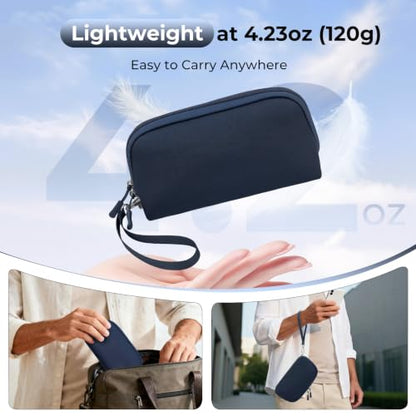 FYY Travel Cable Organizer - 8 Compartments, Lightweight, Water Repellent - color: Navy, size: (M) 8.9"× 5.1"× 3.3"