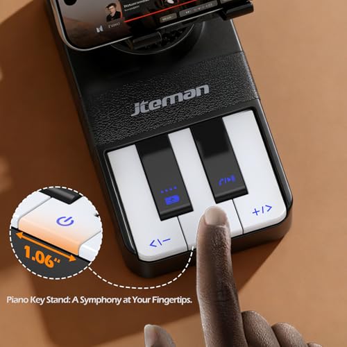 JTEMAN Cell Phone Stand with Bluetooth Speaker and Charging Stand,Piano Keys Design,Music Lovers & Teacher Gifts,Birthday Gifts for Men Women Dad Mom,Cool Tech Gadgets-Black - color: Black