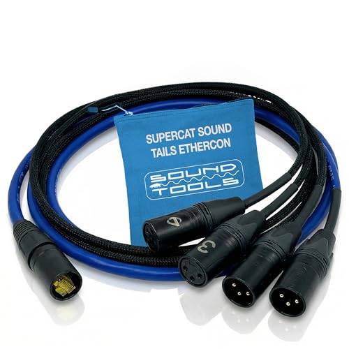 Sound Tools SuperCAT Sound Tails Male etherCON to Male DMX 5-Pin Breakout | 4 Channel Snake & Shielded Touring-Grade DMX Cable for Lighting Control & CAT5e Distribution – 60" Total Length / 54" Span