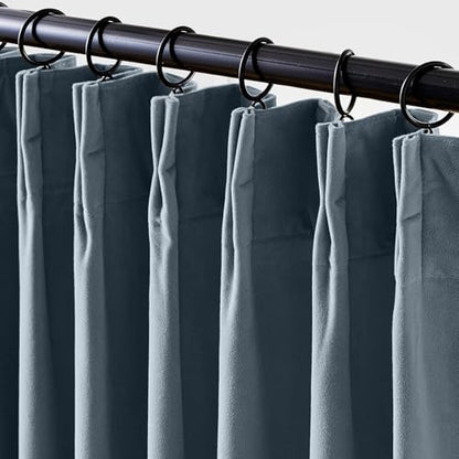 Lazzzy Blue Blackout Velvet Curtains 84 Inch Length Pinch Pleated Thermal Insulated Room Darkening Luxury Modern Back Tab Window Drapes for Bedroom Living Room 2 Panels, 52 x 84 Inch, Aegean Blue - color: Aegean Blue, size: 52"W x 84"L (Pack of 2)