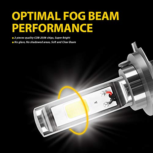 AUXLIGHT H7 H7LL LED Fog Light Bulbs 6000K Xenon White, Super Bright High Power COB Chips LED Fog Daytime Running Lights DRL Bulbs Replacement for Cars, Trucks (Pack of 2) - size: H7