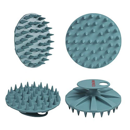 One-piece Silicone Scalp Massager Shampoo Brush Hair Wash, Gray + Green | INNERNEED Soft Bristles Scrub Head Scratcher, Head Massage Stress Relax, Wet & Dry Use for Thick Thin Curly Hair Care - color: Green