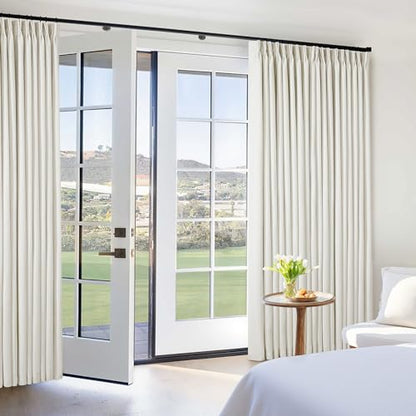 90 Inch Pinch Pleated Linen 100% Blackout Curtains Extra Wide Natural 60x90 - color: Natural Linen, size: 60"W x 90"L (Pack of 1)