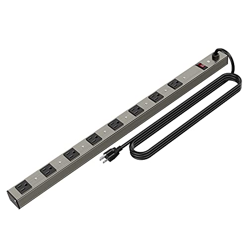 8 Outlets Surged Aluminum Alloy Heavy Duty Metal Socket Power Strip,Oviitech 6-Foot Long Extension Cord with Surge Protection.ETL Certified,Aluminum Alloy Silver with Black Hole. - size: 8 Outlets