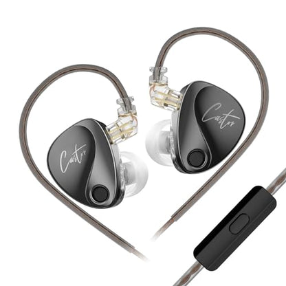 KZ Castor Wired Earbuds IEM in Ear Earphones, 2DD Tuning Adjustable Dual-Driver Supper Bass Wired Headphones, Harman Target with Improved Bass Version Monitor Headphones - color: Dark, style: with Mic