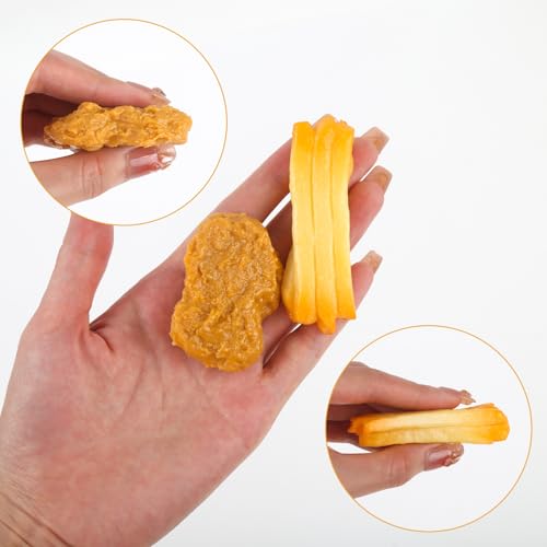 10 Pcs Simulated Chicken Nuggets Fake French Fries for Decoration | Realistic Lifelike Artificial Food Props Model for Display