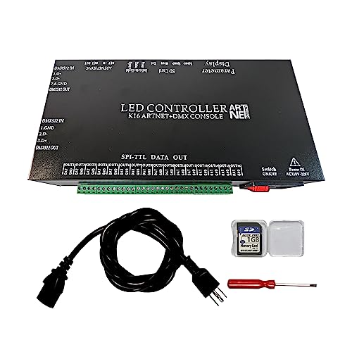 K16 ARTNET+DMX CONSOLE LED CONTROLLER, Professional Lighting Control, Suitable for SPI TTL, Online Offline, Addressable Programmable, Perfect for Concerts, DJ Performances, Weddings, Event, etc - size: K16 ARTNET+DMX