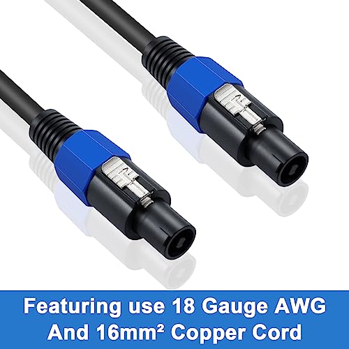 Poyiccot Speakon Cables 6ft, Speakon Male to Male Cable, Professional 18Guage AWG Audio Cord 16mm² Coper Wire Speaker Cable for DJ Speaker & Amplifier with Twist Lock (Pack of 2) - size: Speakon male to male cable 6ft (Pack of 2)