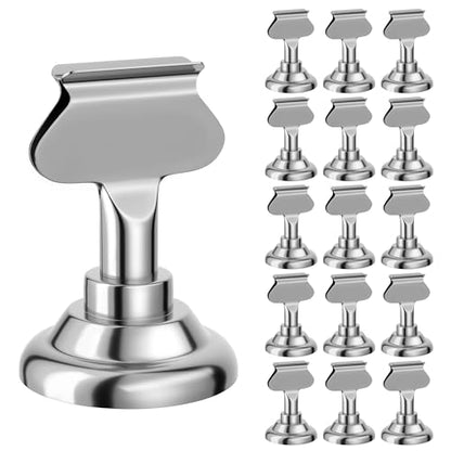 ERYTLLY 16 PK Place Card Holders 1.7 inches Table Card Holder Steel Card Holders for Weddings,Birthdays,Photos, Memo Notes, Restaurants (Silver) - color: Silver
